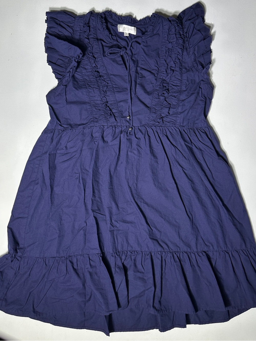 Caroline Constas Deep Navy Ruffle-Trim Midi Dress